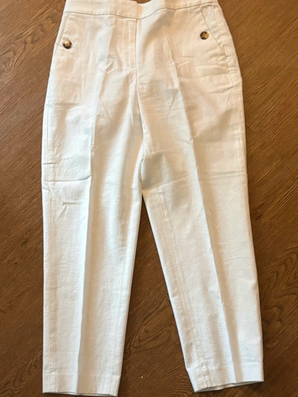 J. Crew White Straight-Leg Tailored Pants